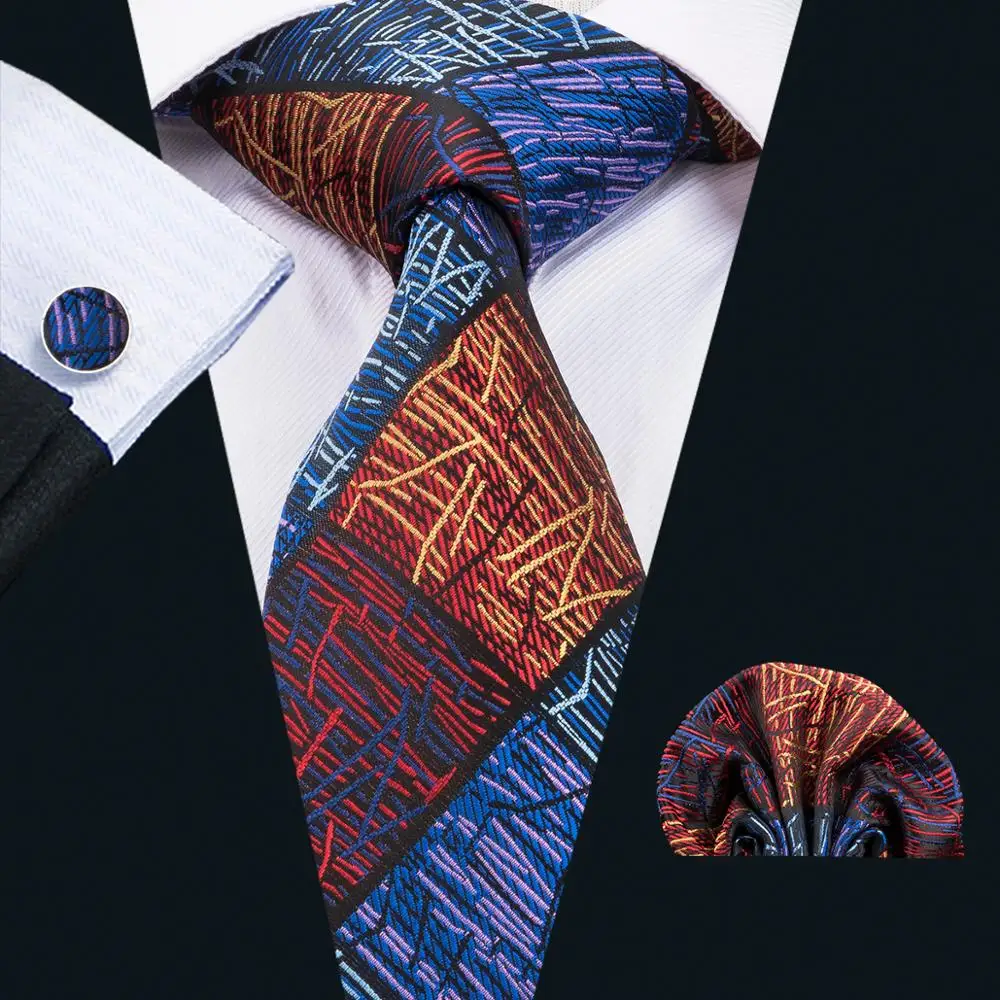 

Мужской галстук FA-1687 2017 Barry.Wang, Цветочный Шелковый галстук, набор запонок Hanky для делового жениха, свадебной вечеринки