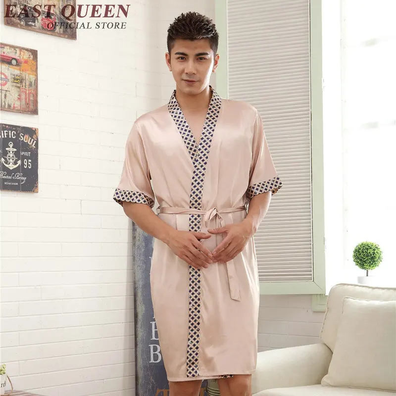 Халат мужской шелковый пикантный банный халат с коротким рукавом лето 2018|mens silk