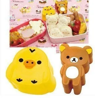 

2pcs/set rilakkuma easily bear DIY bear and chicken shape Rice ball sushi bread sandwich cake cookie mold mould cutter