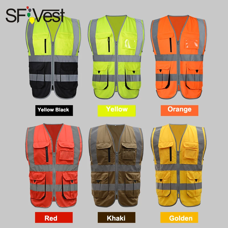 SFVest Men's fluorescent yellow orange construction hi vis vest safety reflective vest with zipper logo printing free shipping
SFVest Men's fluorescent yellow orange construction hi vis vest safety reflective vest with zipper logo printing free shipping
