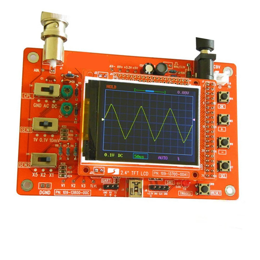 DSO138 2.4" TFT Digital Oscilloscope Kit DIY 200KHz Tester 1Msps Bandwidth Probe Electronic Production Suite
DSO138 2.4" TFT Digital Oscilloscope Kit DIY 200KHz Tester 1Msps Bandwidth Probe Electronic Production Suite