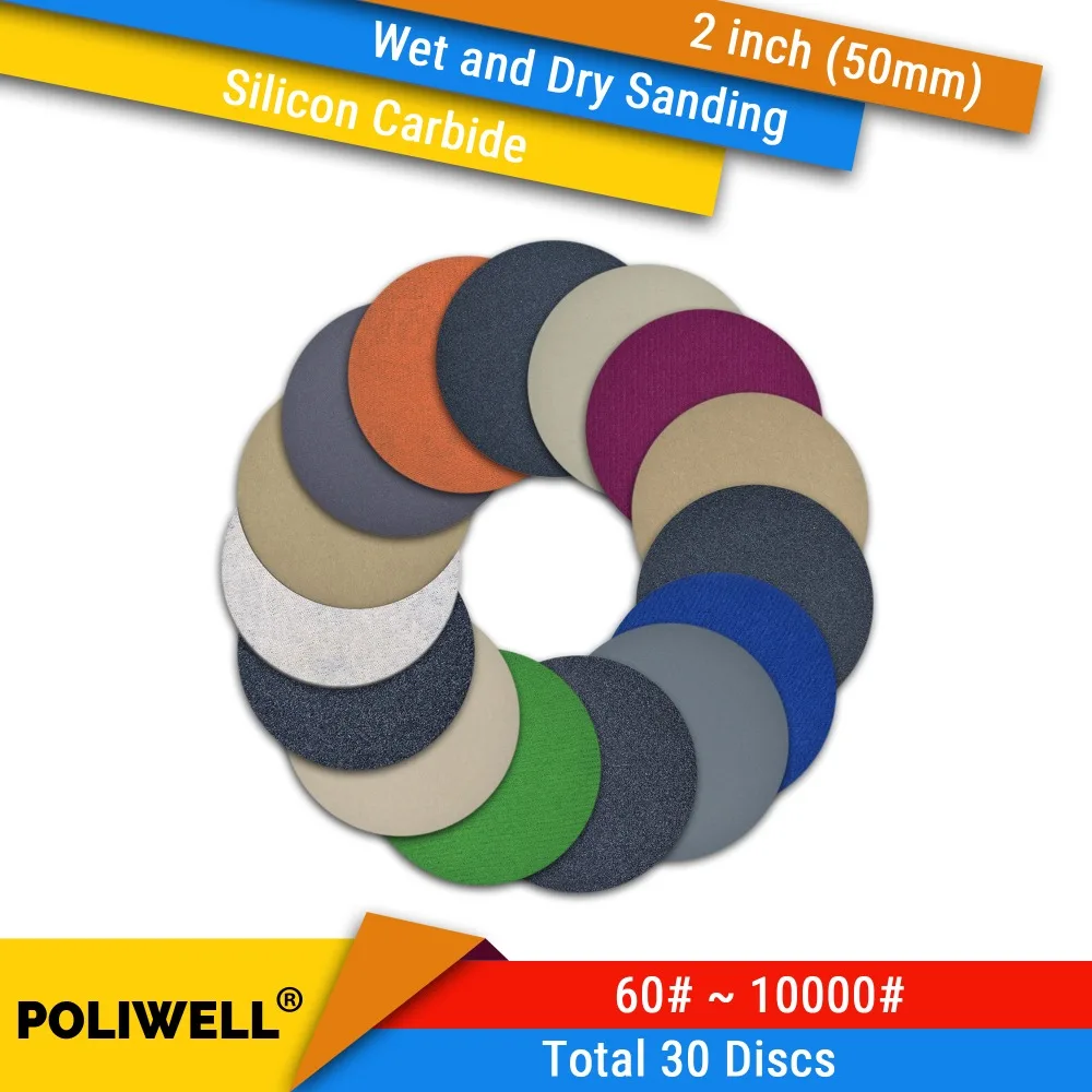 30PCS 2 Inch(50mm) Silicon Carbide Hook&Loop Waterproof Sanding Discs for Wet/Dry Sanding Rotary Tools Polishing Accessories
30PCS 2 Inch(50mm) Silicon Carbide Hook&Loop Waterproof Sanding Discs for Wet/Dry Sanding Rotary Tools Polishing Accessories