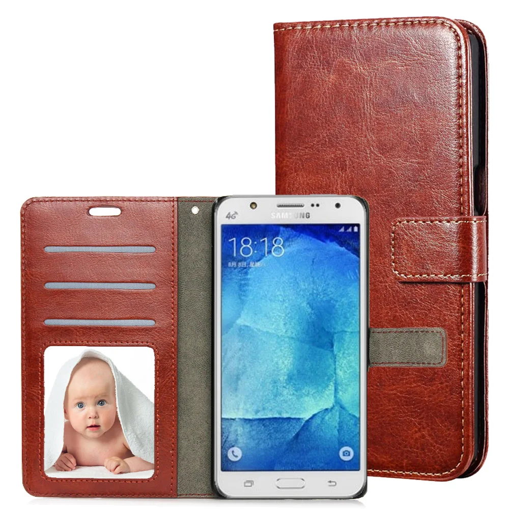 Кожаный чехол для Samsung Galaxy J7 2015 Флип Дела Книга Стиль Стенд Wallet на Case J700 Photo Frame