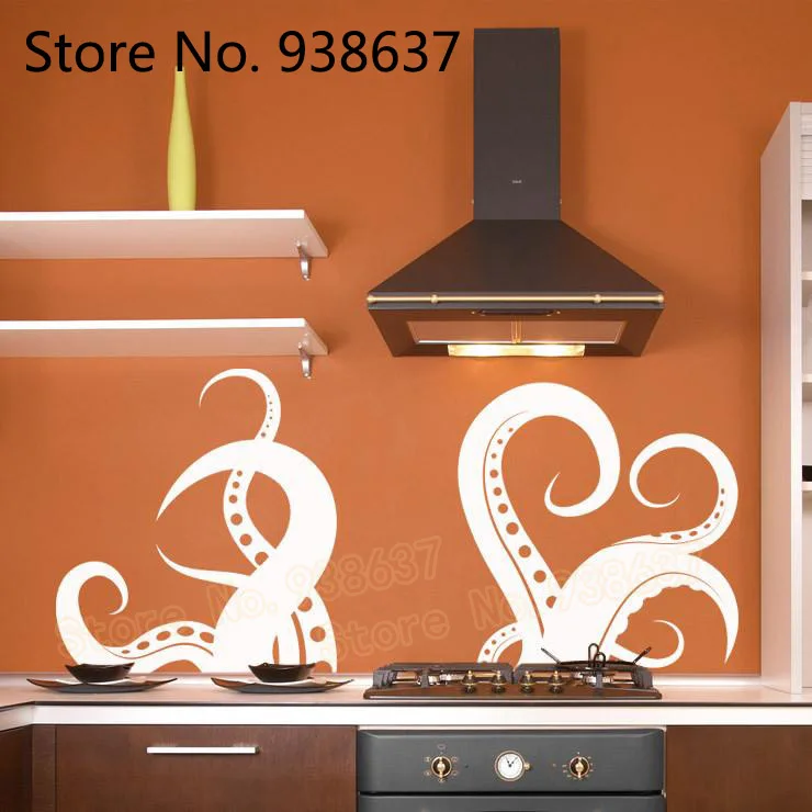 Tentacles Vinyl Wall Decal Sticker Kitchen Waterproof Animal Stickers Sofa Background Bathroom Home Decoration Mural ZB508 | Дом и сад