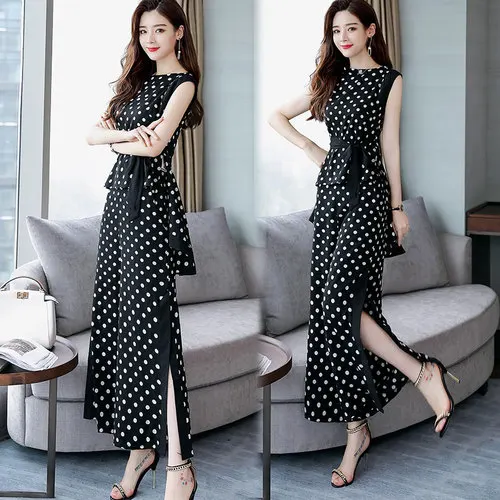 Korean Bow Plus Size Fashion Women's Sets Casual Zip Open Side Split Pocket Twinset Dot Sleeveless Brief Conjunto Feminino
Korean Bow Plus Size Fashion Women's Sets Casual Zip Open Side Split Pocket Twinset Dot Sleeveless Brief Conjunto Feminino