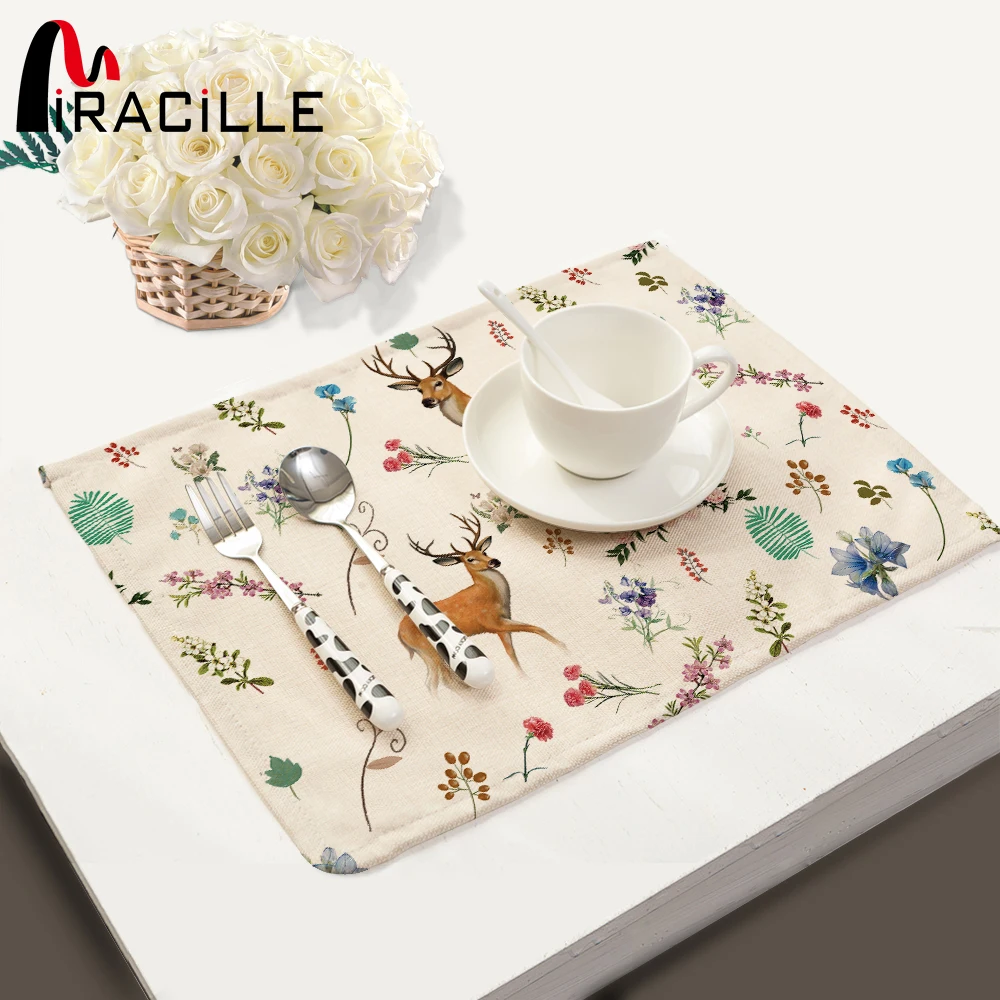 Miracille 2/4/6 pcs Kitchen Modern Accessories Cotton Linen Deer Flower Print Dinner Table Placemats Tea Towel Napkin Home Decor
Miracille 2/4/6 pcs Kitchen Modern Accessories Cotton Linen Deer Flower Print Dinner Table Placemats Tea Towel Napkin Home Decor