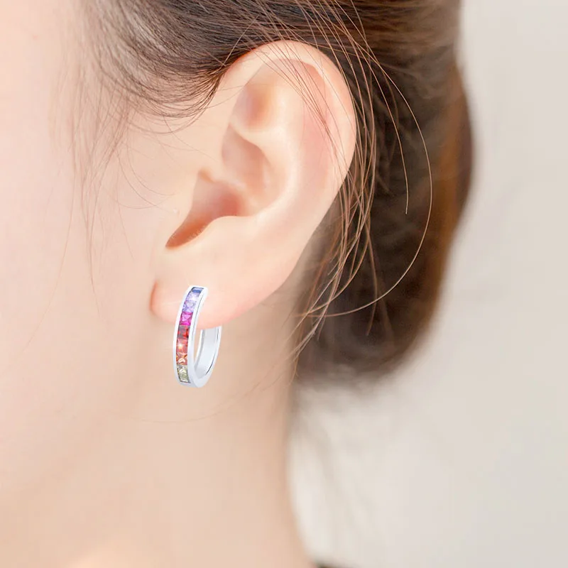 Rainbow Cz Stone Earring For Women Jewelry S925 Sterling Silver Stud Earring aros mujer oreja One Row Crystal Party Jewelry Gift
Rainbow Cz Stone Earring For Women Jewelry S925 Sterling Silver Stud Earring aros mujer oreja One Row Crystal Party Jewelry Gift