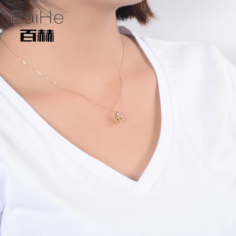 BAIHE Solid 18K Yellow Gold 0.03ct Natural Diamond Wedding Women Trendy Jewelry Elegant unique Exquisite Crown Diamond Necklaces
BAIHE Solid 18K Yellow Gold 0.03ct Natural Diamond Wedding Women Trendy Jewelry Elegant unique Exquisite Crown Diamond Necklaces