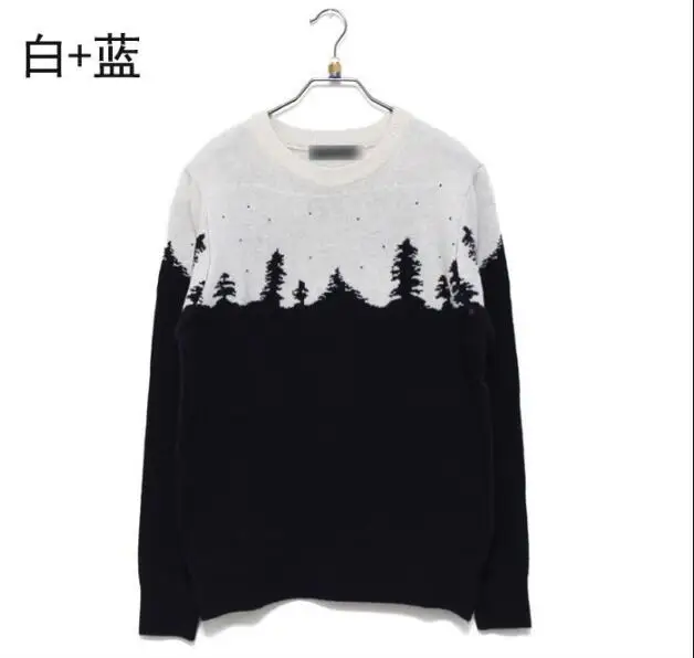 man male Christmas New Year Tree Feather Yarn Ball Afford Pullovers patchwork Sweater