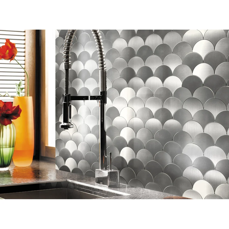 10 Sheets Peel and Stick Backsplashes Tiles Fan-shaped Metal Mosaic Tile 12x12In
10 Sheets Peel and Stick Backsplashes Tiles Fan-shaped Metal Mosaic Tile 12x12In