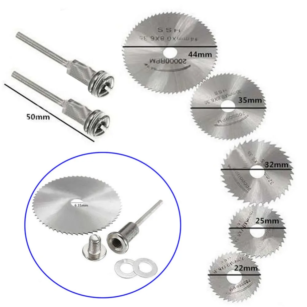 7Pcs/Set HSS Circular Wood Cutting Saw Blade Disc Mandrels for Rotary Tool | Инструменты