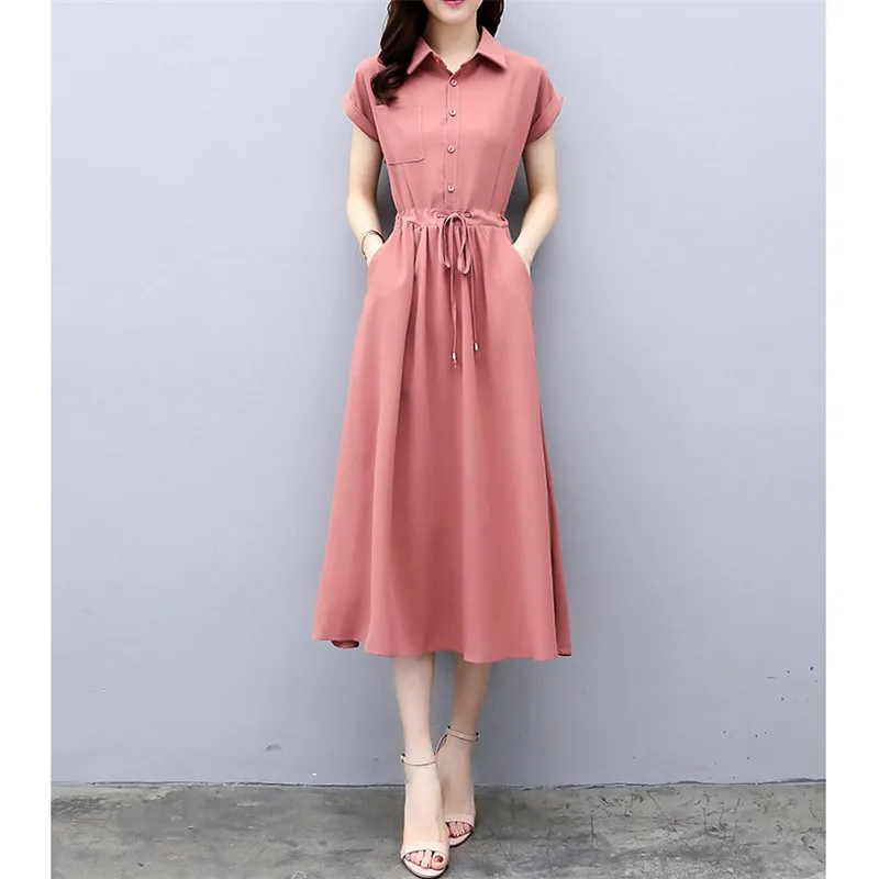 Shirt Dress Women Pink Black M-2XL Plus Size 2019 New Summer Korean Office Single-breasted Bow Pockets Maxi Dress Vestidos CX879
Shirt Dress Women Pink Black M-2XL Plus Size 2019 New Summer Korean Office Single-breasted Bow Pockets Maxi Dress Vestidos CX879
