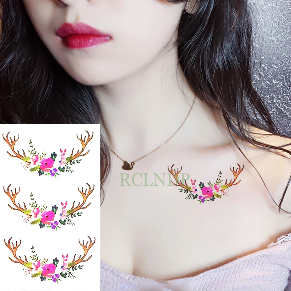 Waterproof Temporary Tattoo Stickers sheep Horns Flower fake Tatto Flash Tatoo Tatouage Hand Back Foot for Girl Women Men
Waterproof Temporary Tattoo Stickers sheep Horns Flower fake Tatto Flash Tatoo Tatouage Hand Back Foot for Girl Women Men