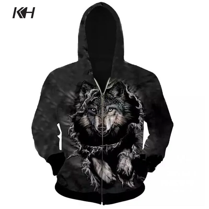 KH New 3D Wolf Printed Hoodies Fashion Men's Hooded Zip Sweatshirts Spring and Autumn Streetwear Casual Hoody Cardigan Tops 
KH New 3D Wolf Printed Hoodies Fashion Men's Hooded Zip Sweatshirts Spring and Autumn Streetwear Casual Hoody Cardigan Tops