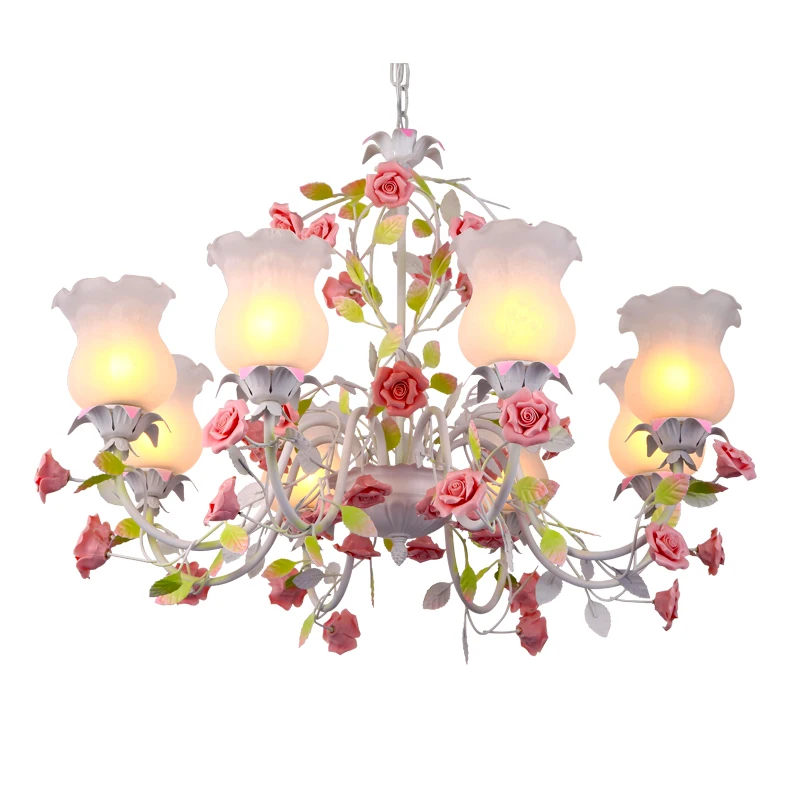 Современные Белые Розовые европейские люстры декоративная Подвесная лампа для