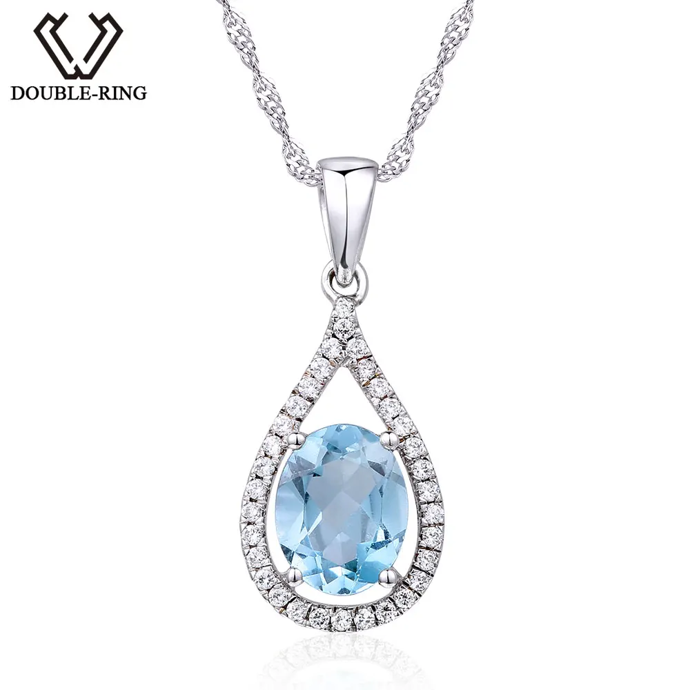 DOUBLE-R 2.56ct Natural Blue Topaz Water Drop Fine wedding jewelry pendant Necklace 925 sterling silver For Women
DOUBLE-R 2.56ct Natural Blue Topaz Water Drop Fine wedding jewelry pendant Necklace 925 sterling silver For Women