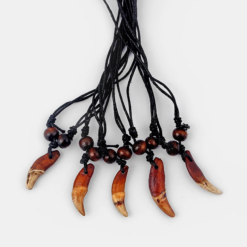 10Pcs Men's Bohemia Wood Beaded Necklace Black Wax Cotton Cord Dark Brown Real Wolf Tooth Teeth Pendant CharmNecklace Adjustable
10Pcs Men's Bohemia Wood Beaded Necklace Black Wax Cotton Cord Dark Brown Real Wolf Tooth Teeth Pendant CharmNecklace Adjustable