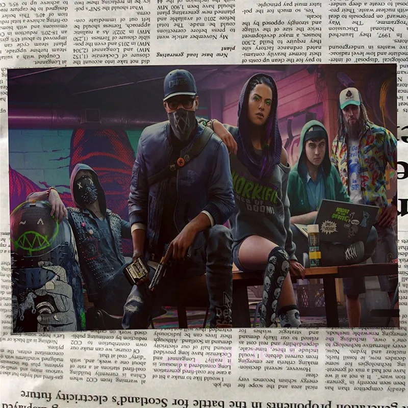 Watch Dogs game Home Furnishing decoration Kraft Game Poster Drawing core Wall stickers/5081