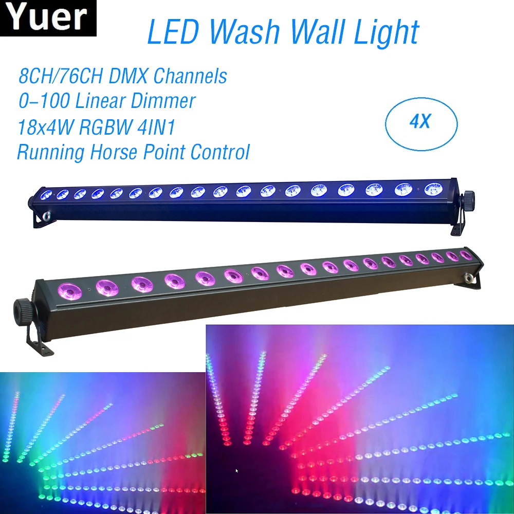 4Psc/Lot 18x4W RGBW 4in1 LED Washer Wall Light For DJ Disco Bar DMX LED Lights Party Wedding Stage Effect Flood Lighting
4Psc/Lot 18x4W RGBW 4in1 LED Washer Wall Light For DJ Disco Bar DMX LED Lights Party Wedding Stage Effect Flood Lighting