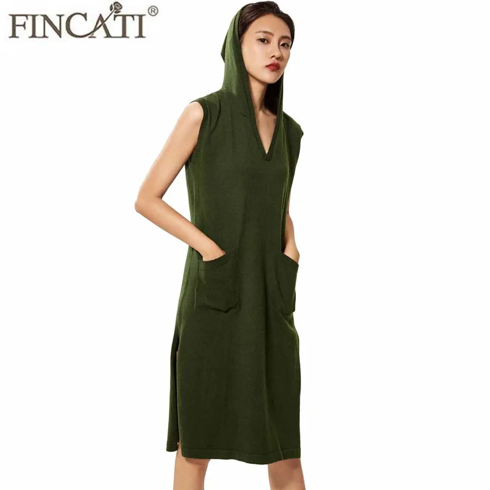 Hooded Dress Women Newest Spring Summer Sleeveless Casual Knee Length With Pockets Sweater Dresses Vestidos de Festa
Hooded Dress Women Newest Spring Summer Sleeveless Casual Knee Length With Pockets Sweater Dresses Vestidos de Festa