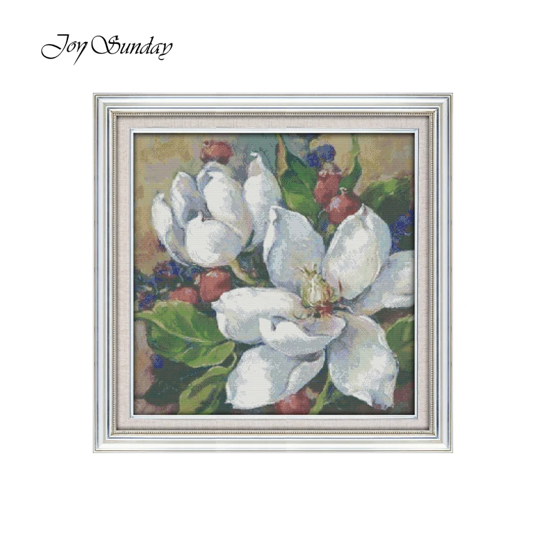 Joy Sunday Counted Cross Stitch kits Flowers 11CT 14CT Oil Painting Magnolia Flowers Beautiful DMC Embroidery Needlework Sets
Joy Sunday Counted Cross Stitch kits Flowers 11CT 14CT Oil Painting Magnolia Flowers Beautiful DMC Embroidery Needlework Sets