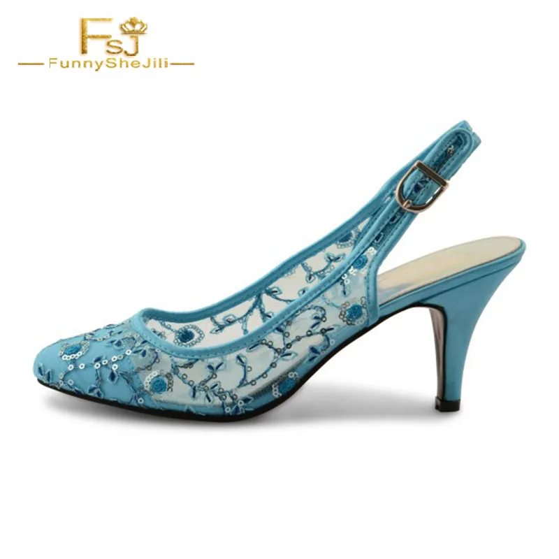 FSJ Fashion Light Blue Lace Slingback Kitten Heel Women Pumps Round Toe Elegant Dance Comfy Ladies Girl Shoes 2021 Autumn
FSJ Fashion Light Blue Lace Slingback Kitten Heel Women Pumps Round Toe Elegant Dance Comfy Ladies Girl Shoes 2021 Autumn