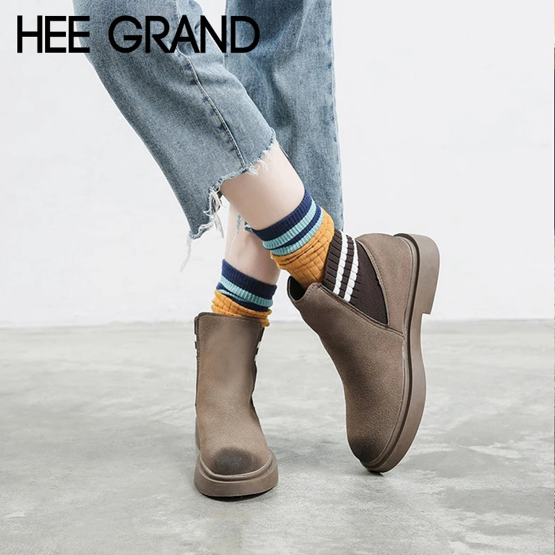 HEE GRAND/2018 г. Новые Модные женские ботинки осенне-зимние без шнуровки ботильоны