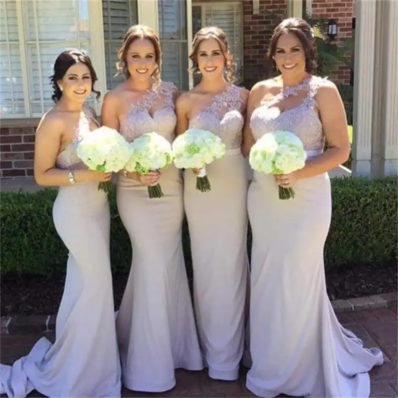 One Shoulder Mermaid Bridesmaid Dresses 2019 New Lace Applique Sweep Strain Simple Formal Wedding Party Gowns
One Shoulder Mermaid Bridesmaid Dresses 2019 New Lace Applique Sweep Strain Simple Formal Wedding Party Gowns