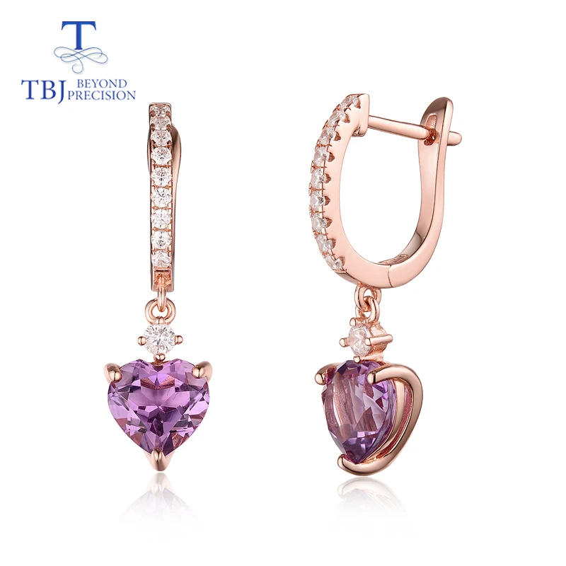 TBJ, Natural gemstone amethyst clasp earring 925 sterling silver rose gold color simple style for girl party wear nice jewelry
TBJ, Natural gemstone amethyst clasp earring 925 sterling silver rose gold color simple style for girl party wear nice jewelry