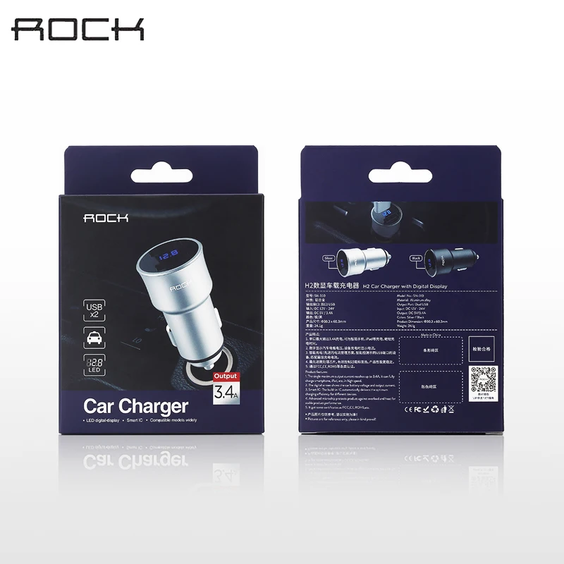 ROCK H2 Dual USB Car Charger Digital LED Display 5V/3.4A Fast Charging Voltage Monitoring Charger For iPhone 6 7 Samsung S8 Plus
ROCK H2 Dual USB Car Charger Digital LED Display 5V/3.4A Fast Charging Voltage Monitoring Charger For iPhone 6 7 Samsung S8 Plus