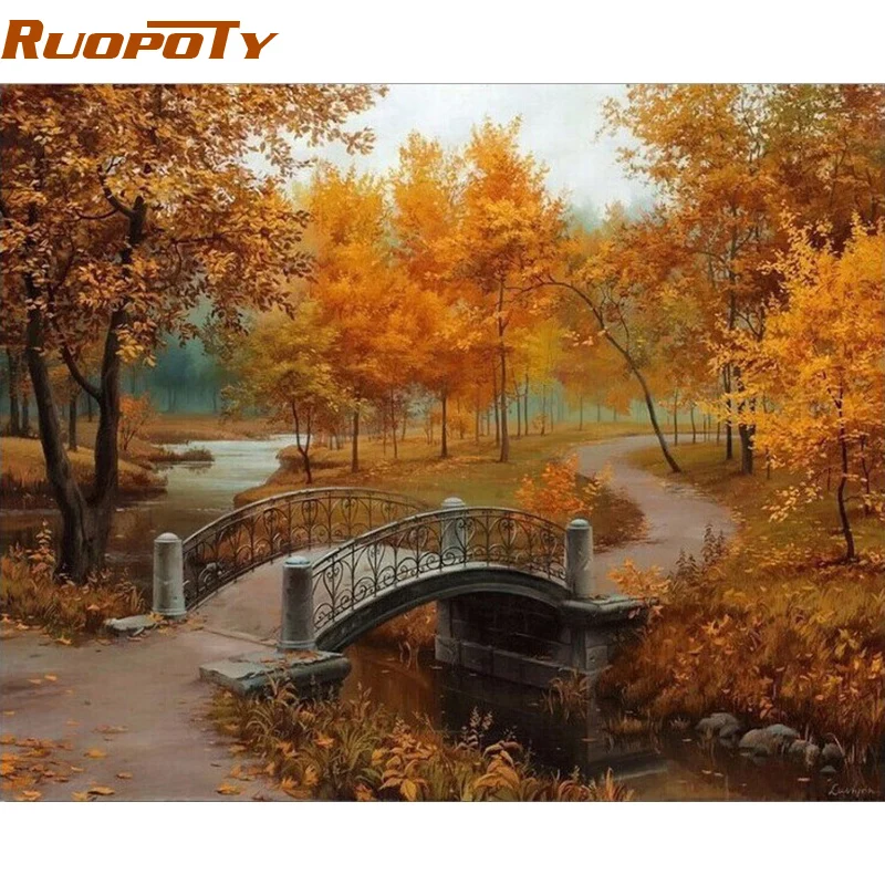 Набор для рисования по номерам на холсте осенний пейзаж 40 х50 см|painting bed|painting