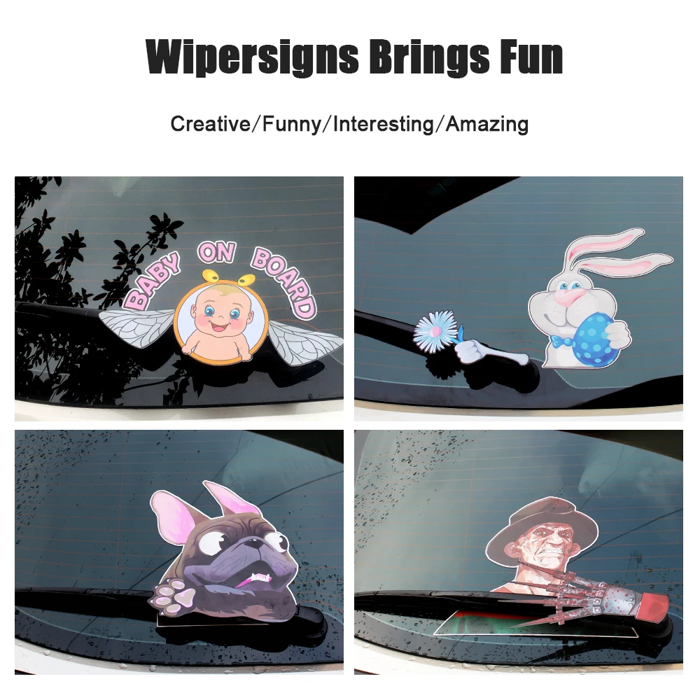 Easter Bunny Wearing a Flower Waving Wiper Decals PVC Car Styling Rear Window Sticker Windshield | Автомобили и мотоциклы