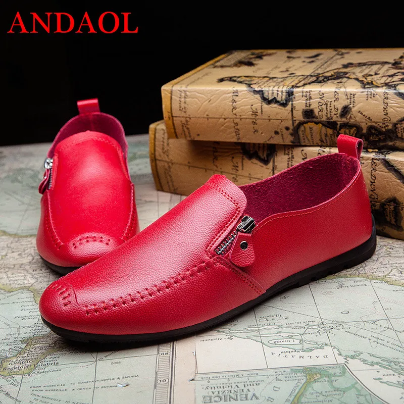 ANDAOL Men's Leather Casual Shoes Fashion Soild Non-Slip Zip Light Designer Loafers New Luxury Bushiness Office Driving Shoes
ANDAOL Men's Leather Casual Shoes Fashion Soild Non-Slip Zip Light Designer Loafers New Luxury Bushiness Office Driving Shoes