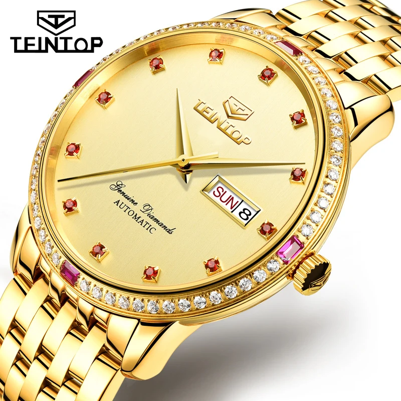 TEINTOP Mechanical Watch Men Diamond Luxury Brand Gold Steel Automatic Wrist Watch Business Dress Male Watches Relogio Masculino
TEINTOP Mechanical Watch Men Diamond Luxury Brand Gold Steel Automatic Wrist Watch Business Dress Male Watches Relogio Masculino