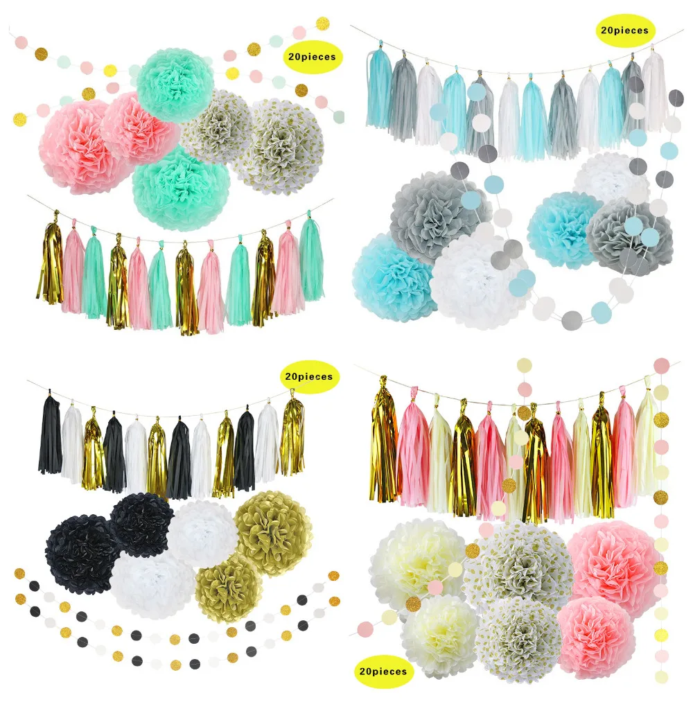 20 Set Gold Pink Blue Party Decoration Supplies Tissue Paper Pom Poms Balls Lanterns Tassel Garlands Party Banner and Balloon
20 Set Gold Pink Blue Party Decoration Supplies Tissue Paper Pom Poms Balls Lanterns Tassel Garlands Party Banner and Balloon