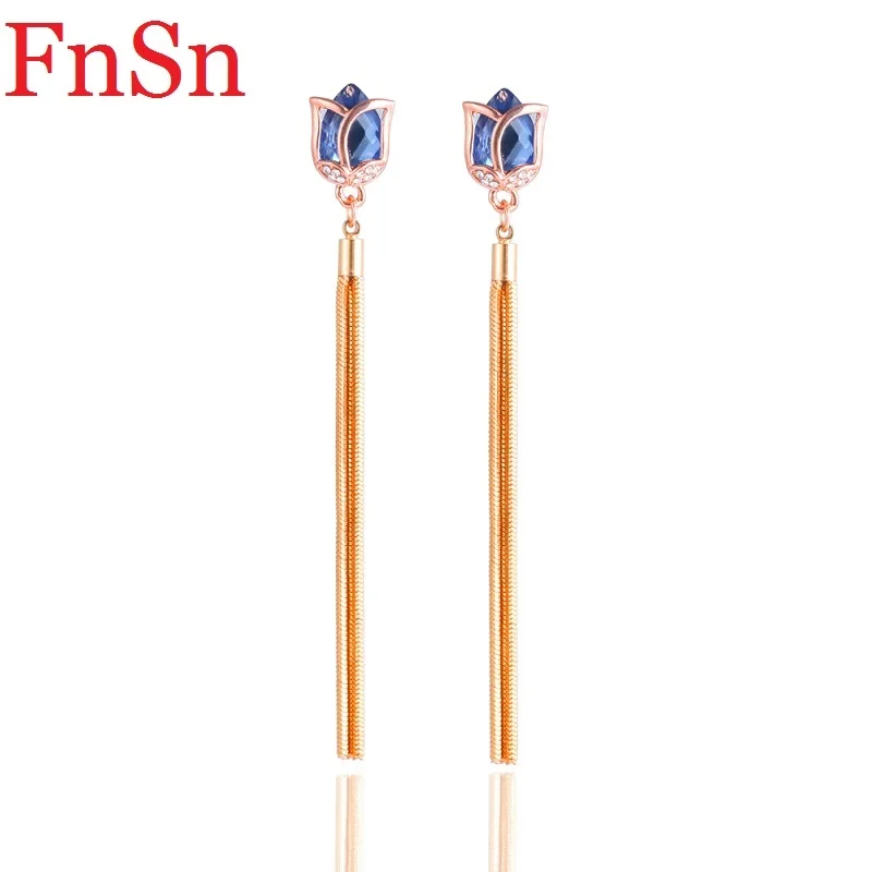 Fnsn 2017 новые модные висячие серьги ювелирные изделия для женщин золотой цвет