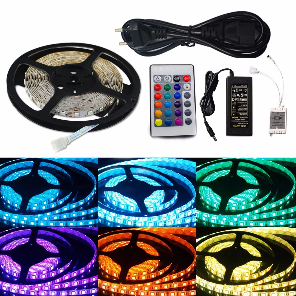 5 М RGB SMD 5050 Водонепроницаемый/Не Водонепроницаемый светодиодные гибкие плоские