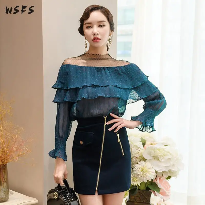 2 Pieces Sets Green Oneck Full Flare Sleeve Ruffles Net Yarn Top Women Dresses Black Mini Skirt Bandage Pencil Office Lady Dress
2 Pieces Sets Green Oneck Full Flare Sleeve Ruffles Net Yarn Top Women Dresses Black Mini Skirt Bandage Pencil Office Lady Dress