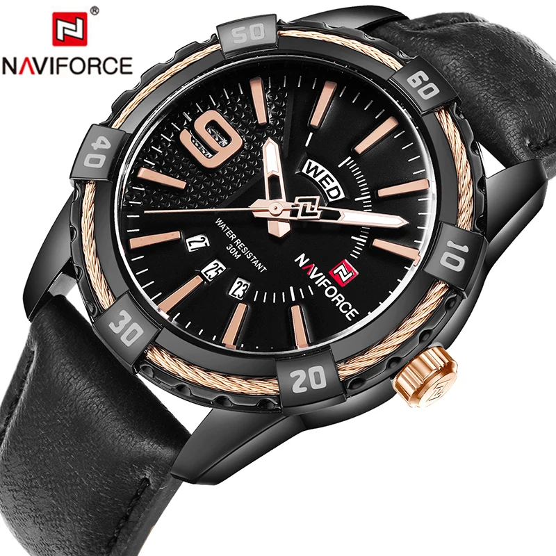 Часы наручные NAVIFORCE Мужские кварцевые, брендовые Роскошные спортивные водонепроницаемые в стиле милитари, с кожаным ремешком
Часы наручные NAVIFORCE Мужские кварцевые, брендовые Роскошные спортивные водонепроницаемые в стиле милитари, с кожаным ремешком