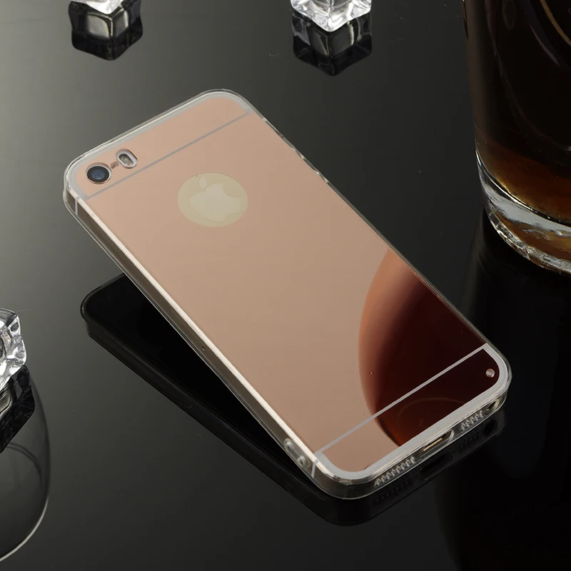 Чехол для телефона из розового золота Apple iPhone 5 зеркальный чехол мягкая Задняя