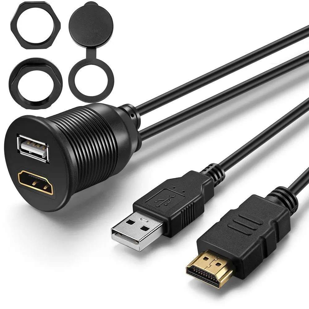 Удлинитель USB 2 0 и HDMI на + AUX Водонепроницаемая Автомобильная панель кабель для