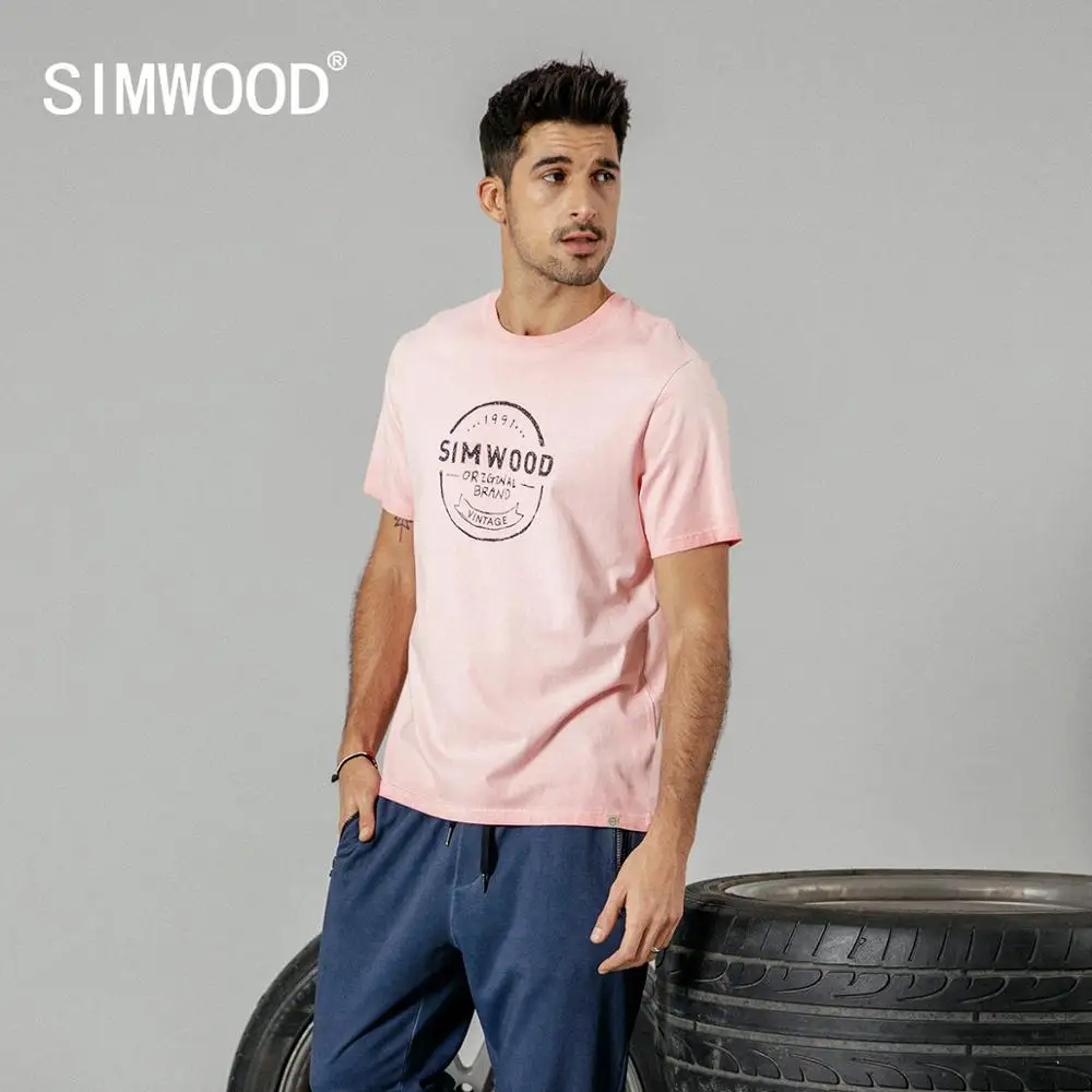 SIMWOOD 2021 летняя Новая Винтажная футболка из 100% хлопка мужская размера плюс с