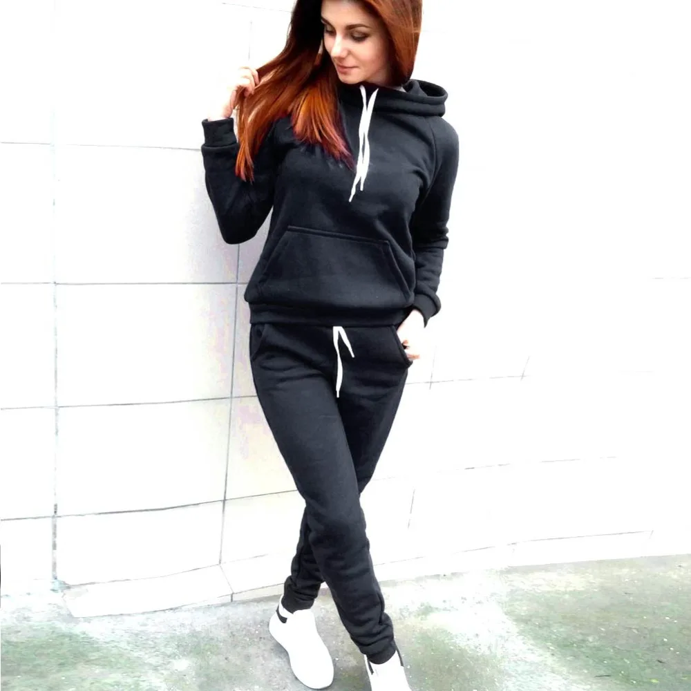 Autumn Winter Women 2 Piece Set Thick Long Sleeve Drawstring Solid Color Sportswear Ladies Girls Casual Tops + Pants FS9
Autumn Winter Women 2 Piece Set Thick Long Sleeve Drawstring Solid Color Sportswear Ladies Girls Casual Tops + Pants FS9