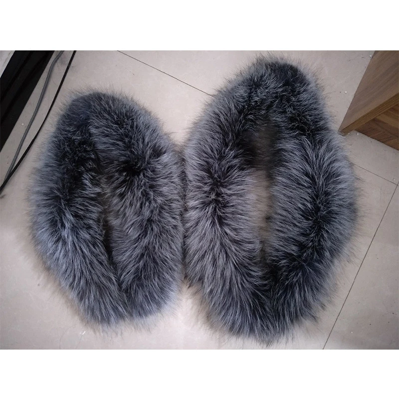 Fox fur scarf shawl genuine fur hooded collar gift gray silver fox fur collar scarf real collar fur collar 80 cm L20