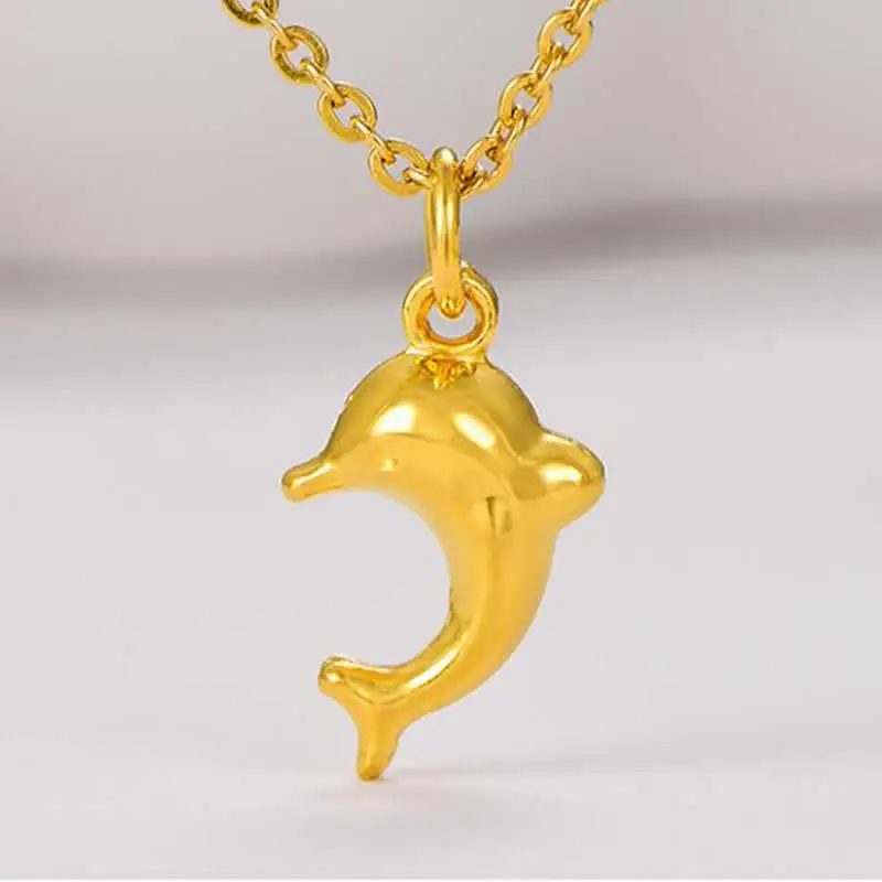 Pure 24K Yellow Gold Pendant Women 999 Dolphin 0.85g | Украшения и аксессуары