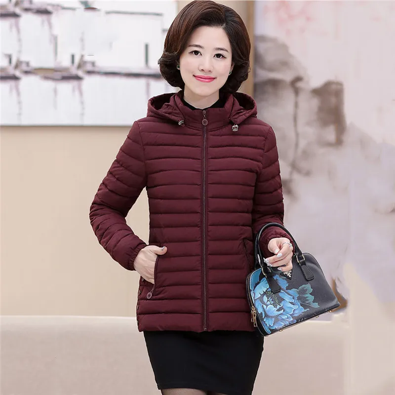 Women Winter Coat Mom Wine Red Korean Short Slim Light Thin Hooded Parka 2019 New Spring Black Plus Size Chic Coat Feminina CX36
Women Winter Coat Mom Wine Red Korean Short Slim Light Thin Hooded Parka 2019 New Spring Black Plus Size Chic Coat Feminina CX36