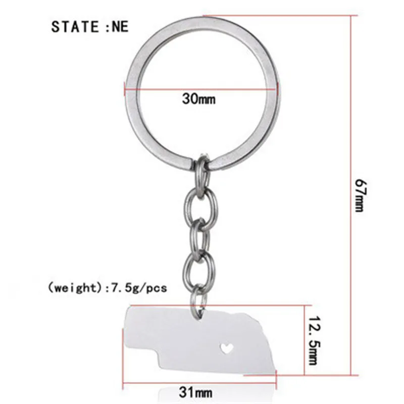 Europe and the United States hot stainless steel United States Nebraska map tag fashion creative key chain female jewelry
Europe and the United States hot stainless steel United States Nebraska map tag fashion creative key chain female jewelry