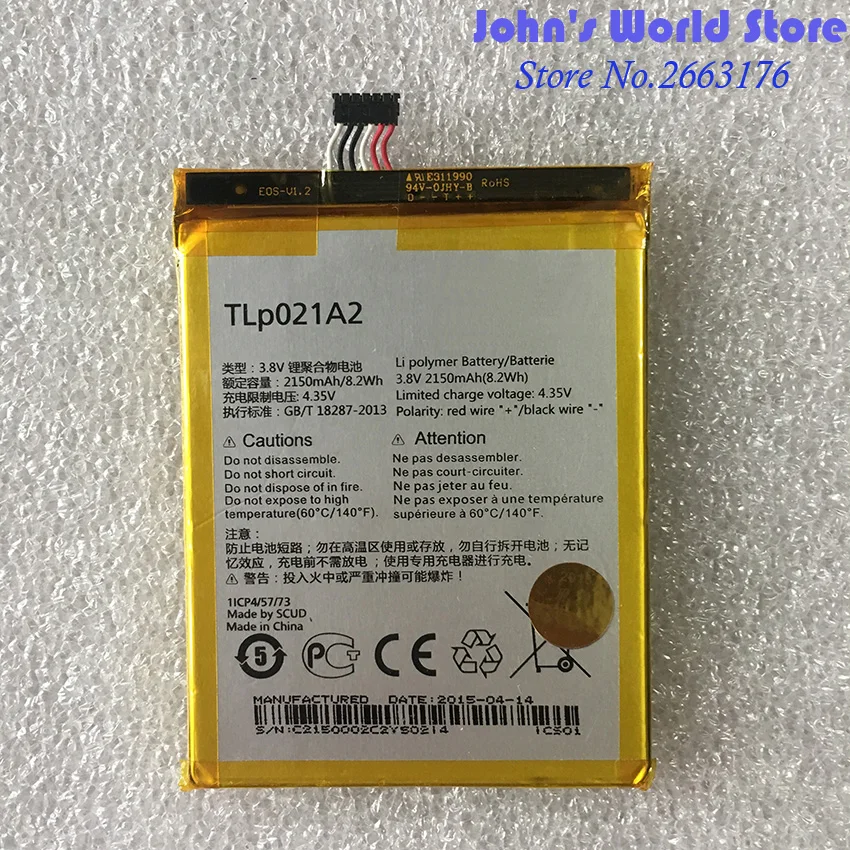 Оригинальный аккумулятор TLp021A2 2150 мАч для смартфона Alcatel OneTouch Idol 2S OT-6050 для TCL S830U S838M
Оригинальный аккумулятор TLp021A2 2150 мАч для смартфона Alcatel OneTouch Idol 2S OT-6050 для TCL S830U S838M