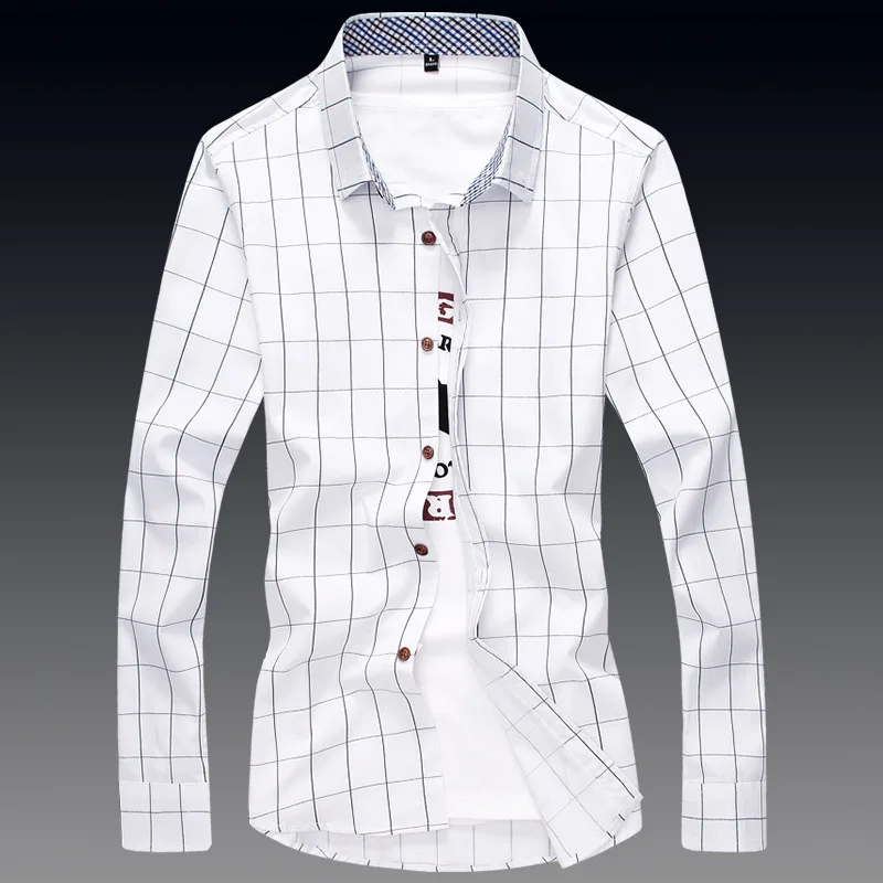 2018 Plaid Shirts Men Casual Long Sleeve Mens Dress Fashion Man Plus size 3XL 4XL 5XL N-5 | Мужская одежда