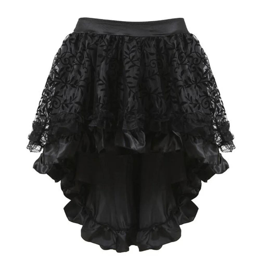 Женская винтажная юбка в викторианском стиле кружевная с оборками и высокой